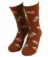 Skarpetki męskie - KOLOROWE SKARPETKI SKARPETY KAWA CIASTKO BRĄZOWE ŚMIESZNE PREZENT - miniaturka - grafika 1