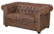 Sofy i kanapy - Sofa Chesterfield Oxford Gobi Tapicerowana Brązowa B 8602 - miniaturka - grafika 1