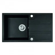 Zlewozmywaki - LAVEO SBB 711T BARBADOS Zlewozmywak granitowy 1 komora z ociekaczem Wymiary: 440x760x194 mm Kolor: czarny W zestawie z syfonem Space Saving i korkiem automatycznym - miniaturka - grafika 1