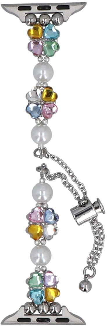 GlacierX bransoleta do smartwatcha Slider Clasp Clover Motif Bracelet Crystal Candy do Apple Watch 38/40/41mm Srebrno-kolorowa