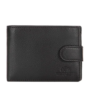 Męski portfel ze skóry naturalnej z zapięciem na napę brązowy - Portfele - miniaturka - grafika 1