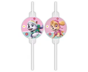 Rurki (słomki) papierowe z medalionem Paw Patrol Skye And Everest, 4 szt. - Słomki do napojów - miniaturka - grafika 1
