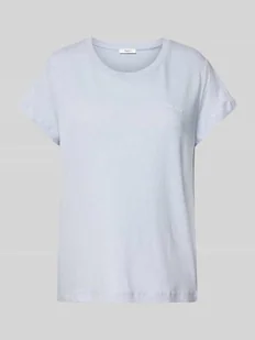 T-shirt z prążkowanym, okrągłym dekoltem model ‘MEGAN’ - Koszulki i topy damskie - miniaturka - grafika 1