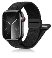 Akcesoria do smartwatchy - opaska pasek bransoleta NYLON MAGNETIC Apple Watch 1/2/3/4/5/6/7/8/9/10/Ultra 1/2/SE 42/44/45/46/49mm czarna - miniaturka - grafika 1