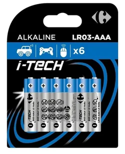Carrefour i-Tech Baterie alkaliczne AAA 6 szt. - Baterie i akcesoria - miniaturka - grafika 1