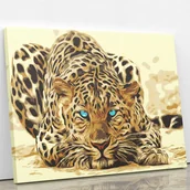Malowanie po numerach - Czujny lampart - Malowanie po numerach 50 X 40 cm - miniaturka - grafika 1