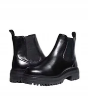 Botki damskie - MARCO TOZZI DAMSKIE BOTKI CZARNE NA ZAMEK SKÓRZANE 37 JRB - miniaturka - grafika 1