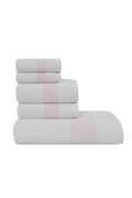 Ręczniki - Podarunkowy zestaw ręczników AQUA, 5 szt Biały / różowy haft Zestaw (2szt. ręcznik 33x33cm, 2szt. ręcznik 45x90cm, ręcznik 75x150cm) - miniaturka - grafika 1