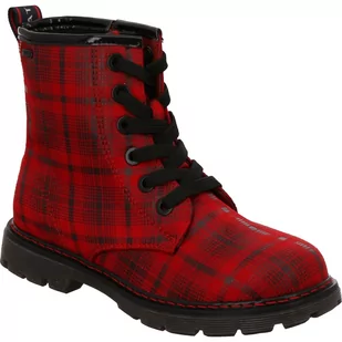 Buty dziecięce Tom Tailor trzewiki w kratkę czerwone-29 - Buty dla dziewczynek - miniaturka - grafika 1