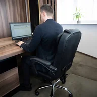 Fotele i krzesła biurowe - Malatec Fotel biurowy z podnóżkiem- czarny 26195 - miniaturka - grafika 1