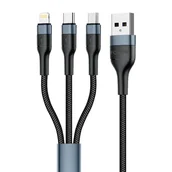 Kable - Kabel 3w1 USB do USB-C / Micro USB / Lightning Foneng X51, 3A, 1m (czarny) - miniaturka - grafika 1