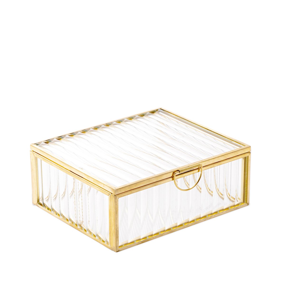 HOMLA Szkatułka na biżuterię GRAZIA ze szkła prążkowanego 13x11x5 cm