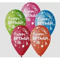 GMR Balony pastelowe mix kolorów Happy Birthday - 30 cm - 5 szt. GS110/P097 - Balony i akcesoria - miniaturka - grafika 1