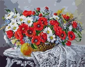 Malowanie po numerach - Zestaw do malowania po numerach. Martwa natura z makami ©Ołeksandr Zakusiłow 40x50 cm, KHO3120 - miniaturka - grafika 1