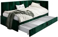 Łóżka dla dzieci i młodzieży - Łóżko młodzieżowe AURA 2 90x200 zielone z tapicerowanym panelem L i szufladą MKPOL - miniaturka - grafika 1