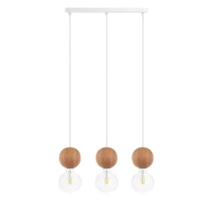 Drewniana lampa sufitowa Loft Sferni 3L E27 lampa wisząca na listwie KOLOROWE KABLE - Lampy sufitowe - miniaturka - grafika 1