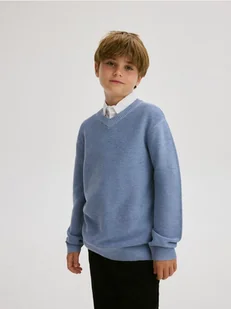 Reserved - Strukturalny sweter z bawełną - jasnoniebieski - Bluzy dla chłopców - miniaturka - grafika 1