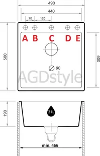 Zlew BRANDE ZONE 490-50 GRAPHITE (grafitowy) zwijany ociekacz ROLLMATA - Zlewozmywaki - miniaturka - grafika 2
