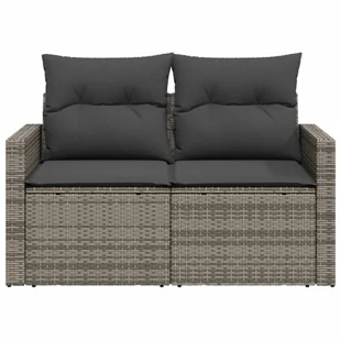 Sofa ogrodowa z poduszkami, 2-osobowa, szara, polirattan Lumarko! - Sofy ogrodowe - miniaturka - grafika 6