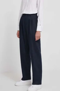 Tommy Hilfiger spodnie damskie kolor granatowy fason chinos high waist - Spodnie damskie - miniaturka - grafika 1