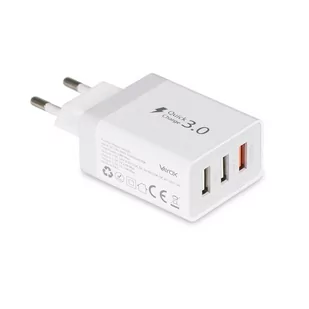 Vayox Ładowarka sieciowa Quick Charge 3.0 + 2x USB 2.4A szara VA0001 Vayox VA0001 - Ładowarki do telefonów - miniaturka - grafika 1