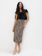 Spódnice - Mohito - Spódnica midi w panterkę - beżowy - miniaturka - grafika 1