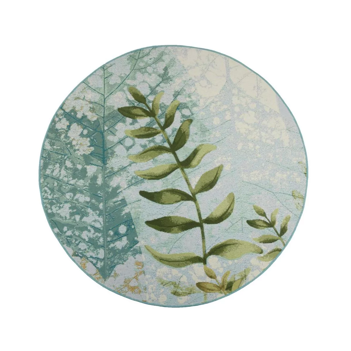 MULTI-DECOR Dywan zewnętrzny w liście Iven zielono-niebieski okrągły śr. 120 cm