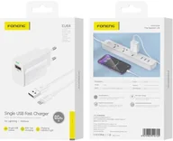 Ładowarki do telefonów - FONENG ładowarka sieciowa EU64 18W 1xUSB QC3.0 + kabel Lightning Biały - miniaturka - grafika 1