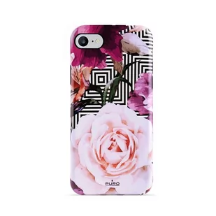 PURO Glam Geo Flowers - Etui iPhone 8 / 7 (Pink Peonies) IPC747CGEOFLO2BLK - Etui i futerały do telefonów - miniaturka - grafika 1