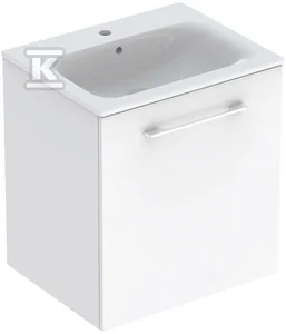 Selnova Square Zestaw szafki pod umywalkę, z jednymi drzwiami, B60cm, H65.2cm, T50.2cm, biały, z umywalką meblową, cienki rant, z przelewem, z - Szafki łazienkowe - miniaturka - grafika 1
