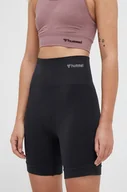 Spodnie sportowe damskie - Hummel szorty treningowe hmlTIF SEAMLESS SHORTS kolor czarny gładkie high waist 214151 - miniaturka - grafika 1
