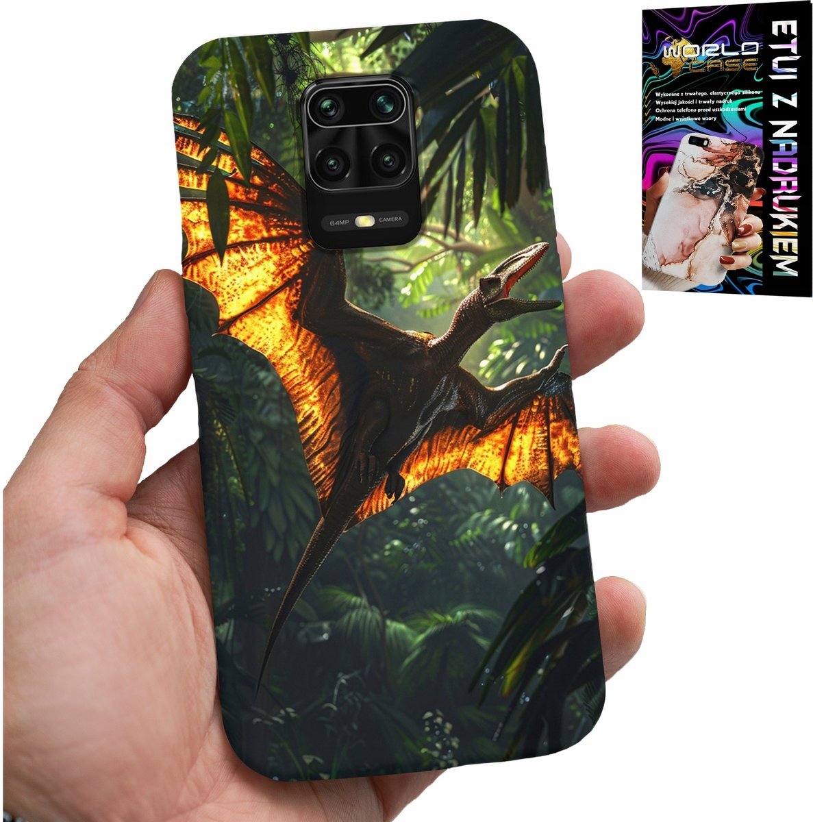 ETUI DO XIAOMI NOTE 9 PRO / 9S - DINO DINOZAUR PTERODAKTYL FUTERAŁ PLECKI