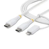 Kable komputerowe i do monitorów - StarTech 2M-U2-LNTC-CABLE kabel USB USB C Biały - miniaturka - grafika 1