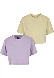 Koszulki i topy damskie - Urban Classics Damska koszulka oversize, 2 sztuki, Lilac+softyellow, M - grafika 1
