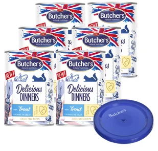 BUTCHER'S Delicious Dinners z pstrągiem kawałki w galaretce 6x400g (kot) + Pokrywka GRATIS!! - Mokra karma dla kotów - miniaturka - grafika 2