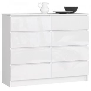KOMODA K 120 cm 8 SZUFLAD AKRYL BIAŁA WYSOKI POŁYSK - Komody - miniaturka - grafika 1