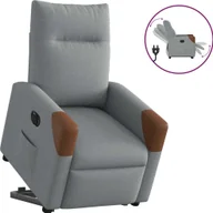 Fotele - Podnoszony fotel masujący, elektryczny, rozkładany, jasnoszary - miniaturka - grafika 1