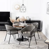 Krzesła - Zestaw 4x Krzesło Tapicerowane TINKA Szare Sztruksowe Nowoczesne Loft - miniaturka - grafika 1