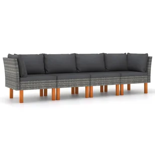 VidaXL 4-osobowa sofa ogrodowa z poduszkami, polirattan, szara! 3059708 - Sofy ogrodowe - miniaturka - grafika 1