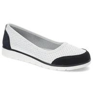 Baleriny - Białe Baleriny Filippo Wygodne Buty Skórzane - miniaturka - grafika 1