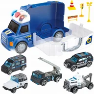 Zabawki zdalnie sterowane - CIĘŻARÓWKA POLICYJNA WALIZKA ŚWIATŁO DŹWIĘK MATADI RADIOWÓZ + 6 AUTEK - miniaturka - grafika 1