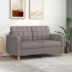 vidaXL Sofa 2-osobowa, kolor taupe, 140 cm, tapicerowana tkaniną - Sofy i kanapy - miniaturka - grafika 1