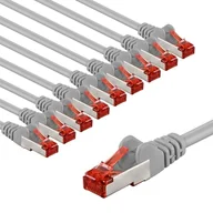 Kable miedziane - goobay 65996 CAT6 kabel sieciowy w zestawie po 10 szt./kabel krosowy ekranowany S/FTP/CU Ethernet, PiMF, LSZH/Cat 6 kabel z 10 Gbits/szary / 10 x 3 m - miniaturka - grafika 1