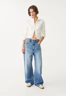Spodnie damskie - Stradivarius D88 Jeansy baggy z szerokimi nogawkami Denim 34 - miniaturka - grafika 1
