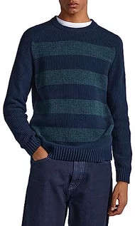 Swetry męskie - Pepe Jeans Sweter męski Sheldon, Niebieski (Dulwich), S - grafika 1