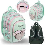 Plecaki szkolne i tornistry - Pusheen Miętowy USZTYWNIANY plecak szkolny TORNISTER dla dziewczynki, z odblaskami CZTEROKOMOROWY 39x28x13cm - miniaturka - grafika 1