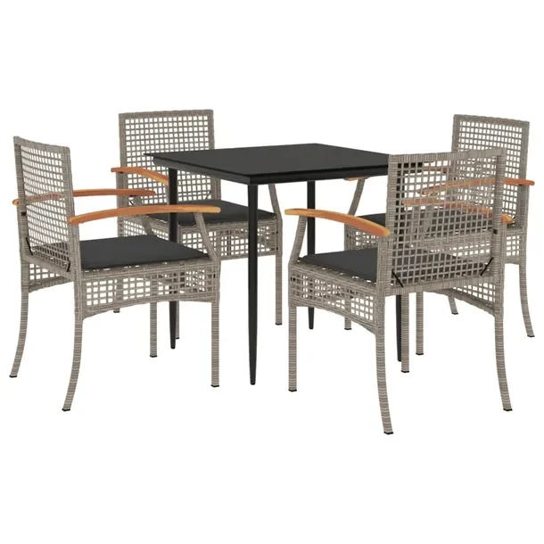 Zestaw mebli ogrodowych rattan PE czarny/szary 80x80x74cm
