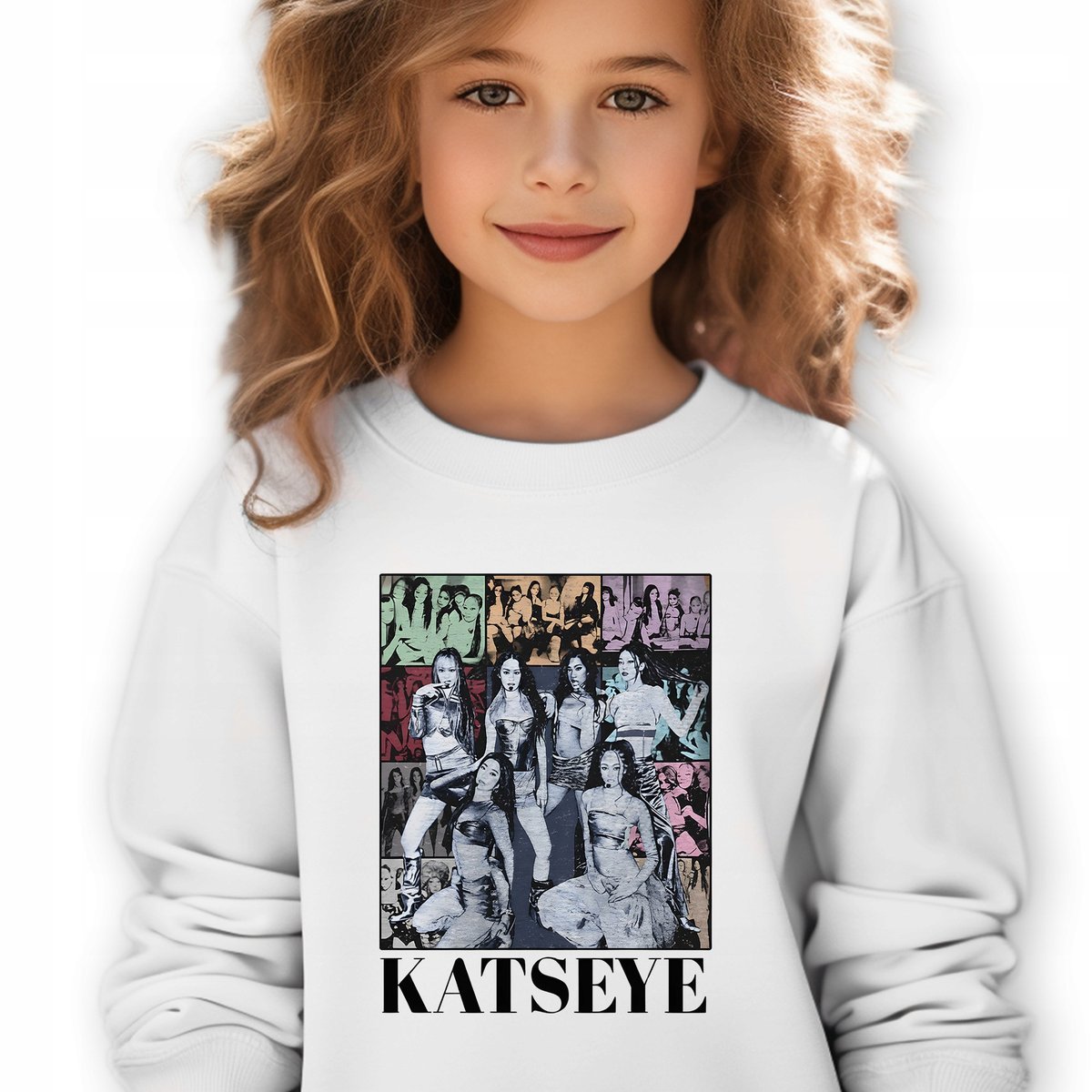Bluza Dziecięca Biała KATSEYE CHAOS TOUR Muzyka K-pop Prezent - 128 cm Wz