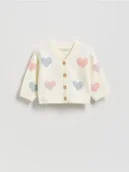 Komplety dla niemowląt - Reserved - Kardigan w serca - złamana biel - miniaturka - grafika 1