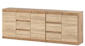 Komody - Komoda Pojemna Do Salonu Nowoczesna 6 Szuflad 200cm Dąb Wotan Sonoma - miniaturka - grafika 1